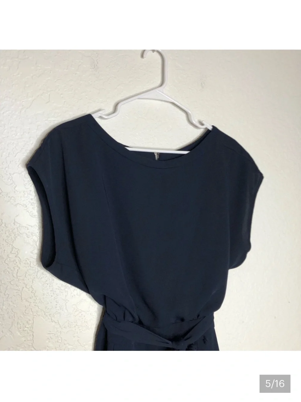 Eliza J navy blue cap sleeve belted jumpsuit size 8 - Picture 5 of 16